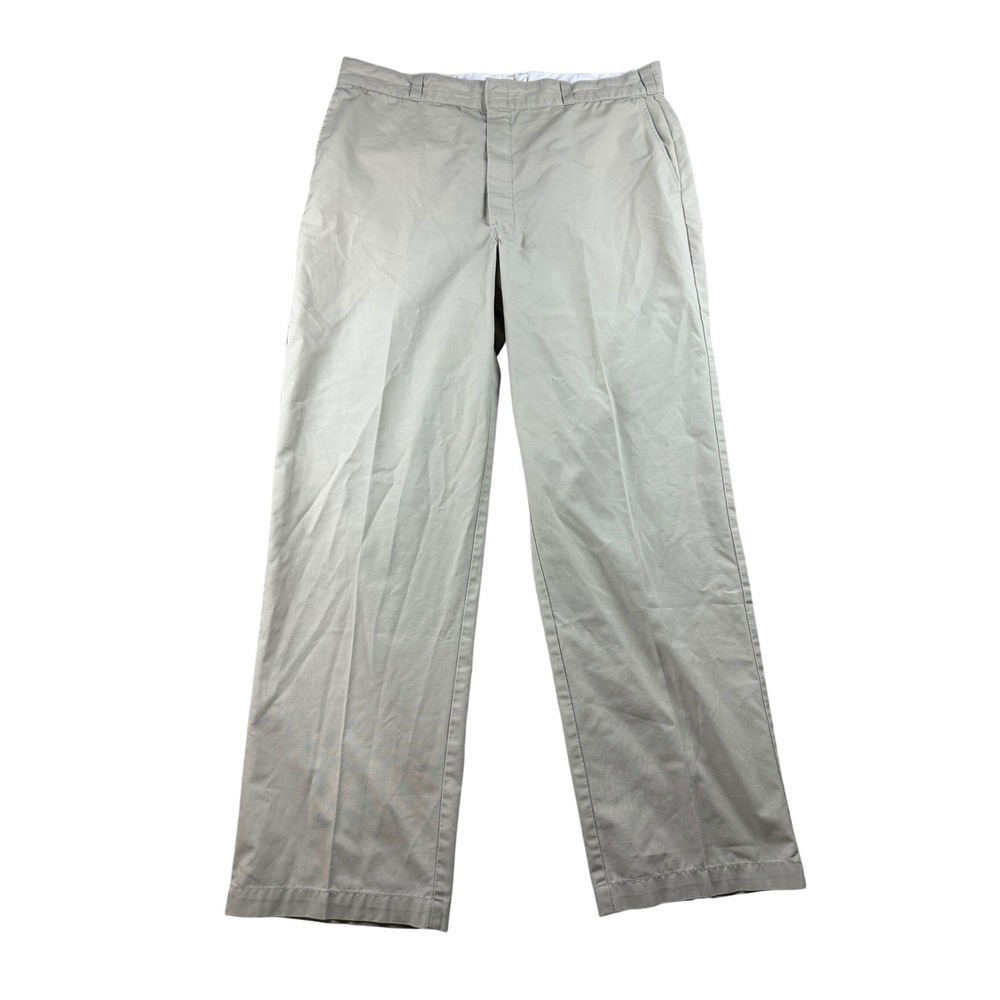 Vintage Dickies Work Pants Men 40x32 Beige Tan USA Made Polyester Cotton Utility